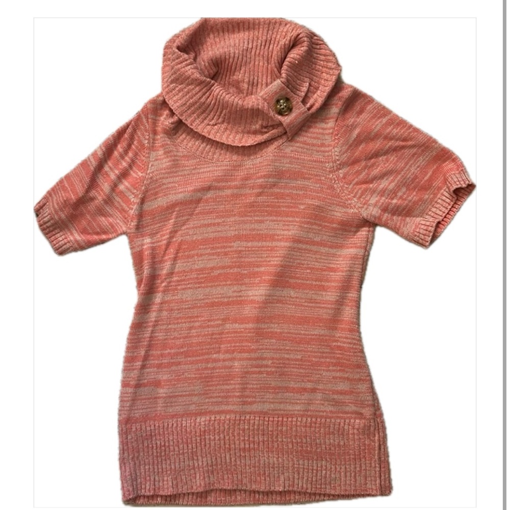coral knit sweater short sleeve size Small